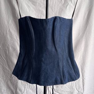 denim corset style cami top – dark blue