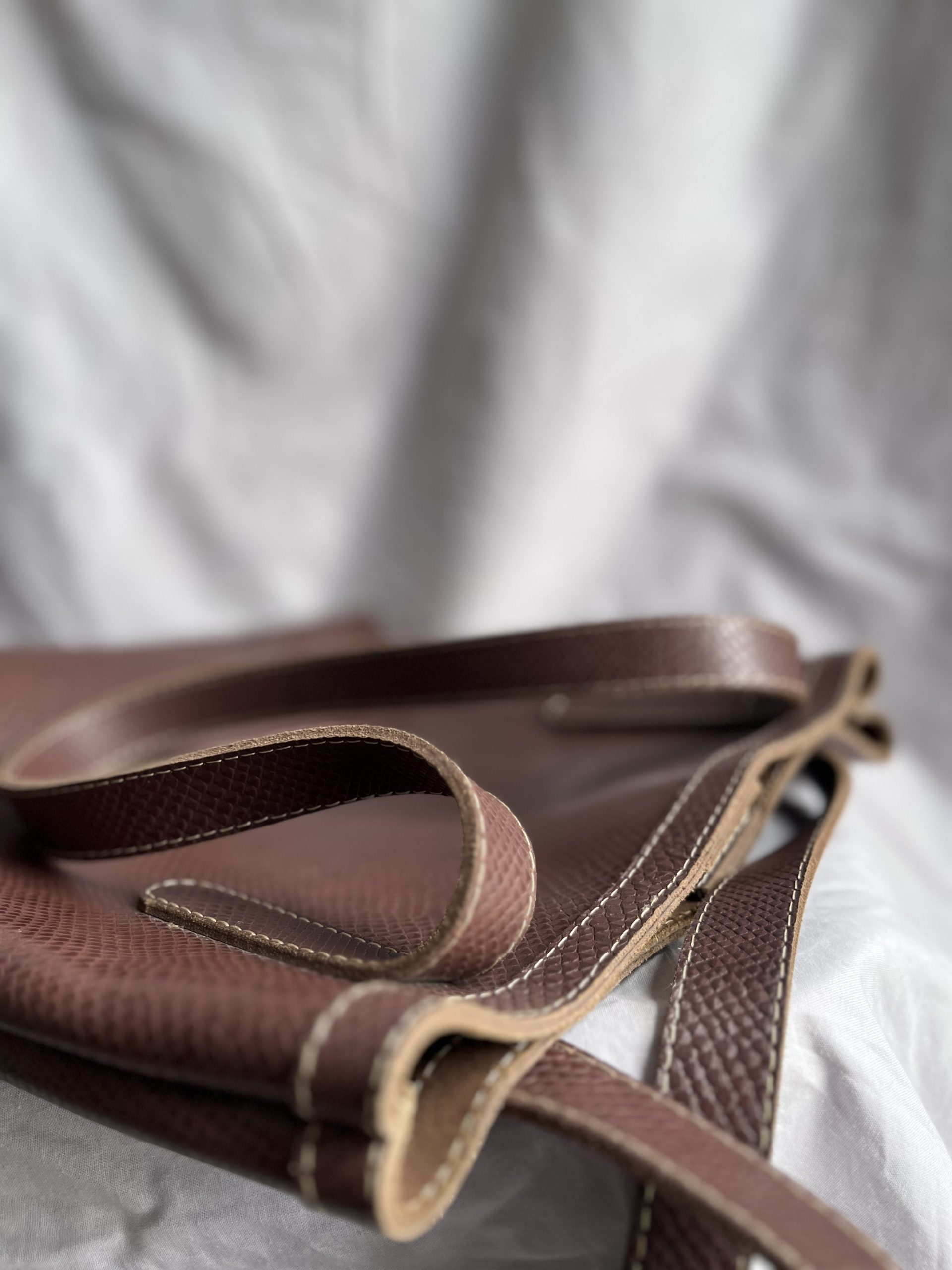 Embossed Snakeskin Pattern Leather Tote Bag - Mahogany Brown - Image 2